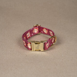 Obroża „Teddy bow” ze złotymi okuciami