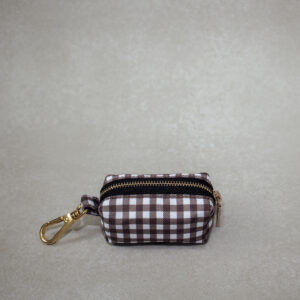 Etui na kupoworki „Chocolate check” ze złotym karabińczykiem